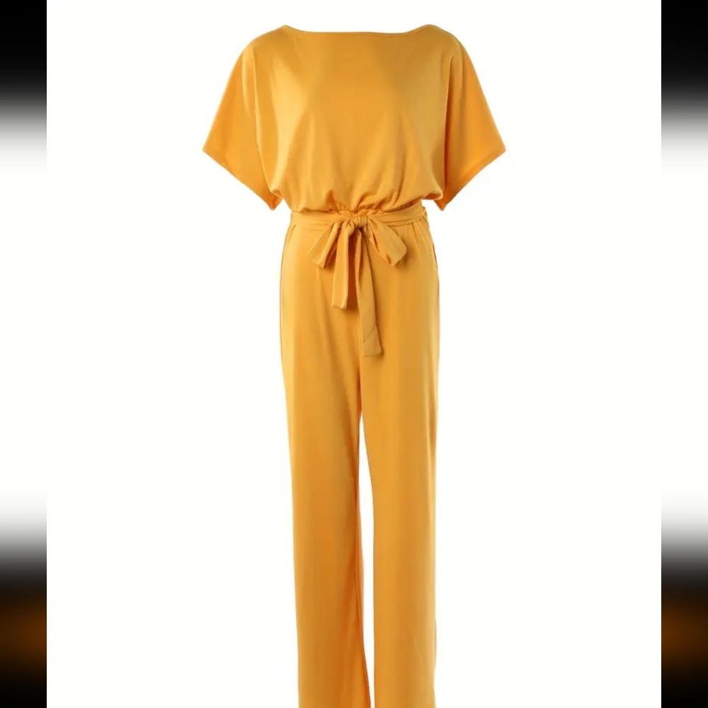 Tangerine belted jumpsuit - Picture 10 of 10